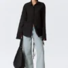 Camisas de manga larga con la espalda abierta y lazo – Negro