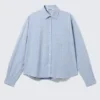 Camisas de popelín de algodón de corte recto y manga larga – Cuadros azules