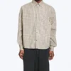 Camisas de popelín de algodón de corte recto y manga larga – Cuadros beige