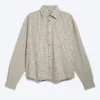 Camisas de popelín de algodón de corte recto y manga larga – Cuadros beige