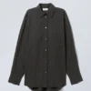 Camisas de popelín de corte regular – Negro oscuro Camisas de popelín de corte regular – Negro oscuro