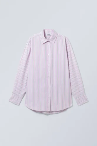 Camisas de popelín de corte regular – Rayas moradas pastel