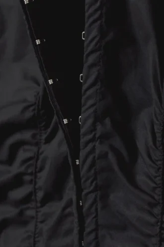 Camisas de popelín fruncidas con cuello en V – Negro