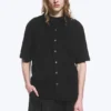 Camisas de punto de manga corta con botones – Negro Camisas de punto de manga corta con botones – Negro