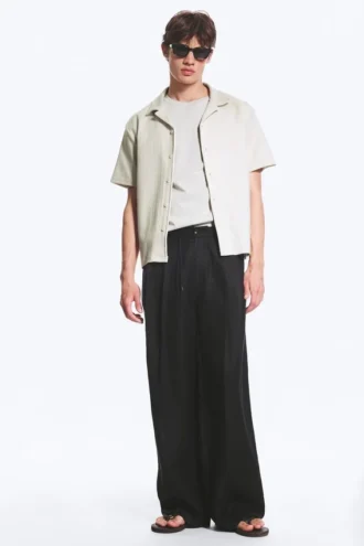 Camisas de resort de manga corta con textura – Gris claro