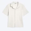 Camisas de resort de manga corta con textura – Gris claro Camisas de resort de manga corta con textura – Gris claro