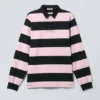Camisas de rugby de corte holgado a rayas – Rayas rosa claro y negro Camisas de rugby de corte holgado a rayas – Rayas rosa claro y negro