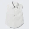 Camisas de sarga de algodón con mangas casquillo – Blanca Camisas de sarga de algodón con mangas casquillo – Blanca