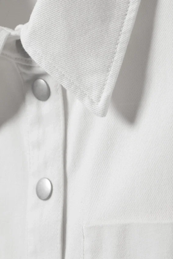 Camisas de sarga de algodón con mangas casquillo – Blanca Camisas de sarga de algodón con mangas casquillo – Blanca