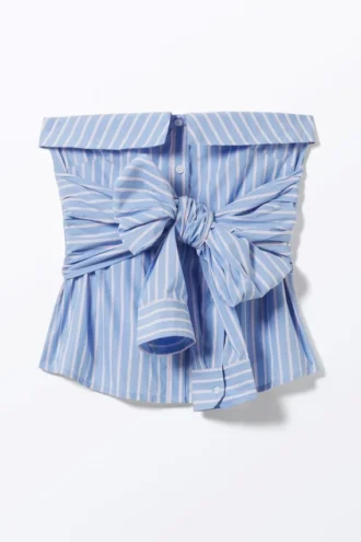 Camisas de tirantes con lazo delantero a rayas – Azul y rosa