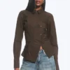 Camisas entalladas asimétricas de popelín – Marrón oscuro Camisas entalladas asimétricas de popelín – Marrón oscuro