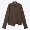 Camisas entalladas asimétricas de popelín – Marrón oscuro Camisas entalladas asimétricas de popelín – Marrón oscuro