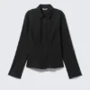 Camisas entalladas de algodón de manga larga – Negro Camisas entalladas de algodón de manga larga – Negro