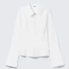 Camisas entalladas de manga larga con cremallera – Blanca Camisas entalladas de manga larga con cremallera – Blanca