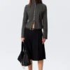 Camisas entalladas de manga larga con cremallera – Gris oscuro