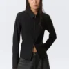 Camisas entalladas de manga larga con cremallera – Negro Camisas entalladas de manga larga con cremallera – Negro