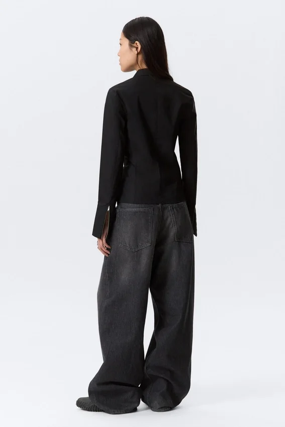 Camisas entalladas de manga larga con cremallera – Negro Camisas entalladas de manga larga con cremallera – Negro