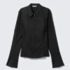 Camisas entalladas de manga larga con cremallera – Negro Camisas entalladas de manga larga con cremallera – Negro