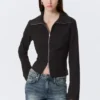 Camisas entalladas de manga larga con cremallera – Rayas negras Camisas entalladas de manga larga con cremallera – Rayas negras
