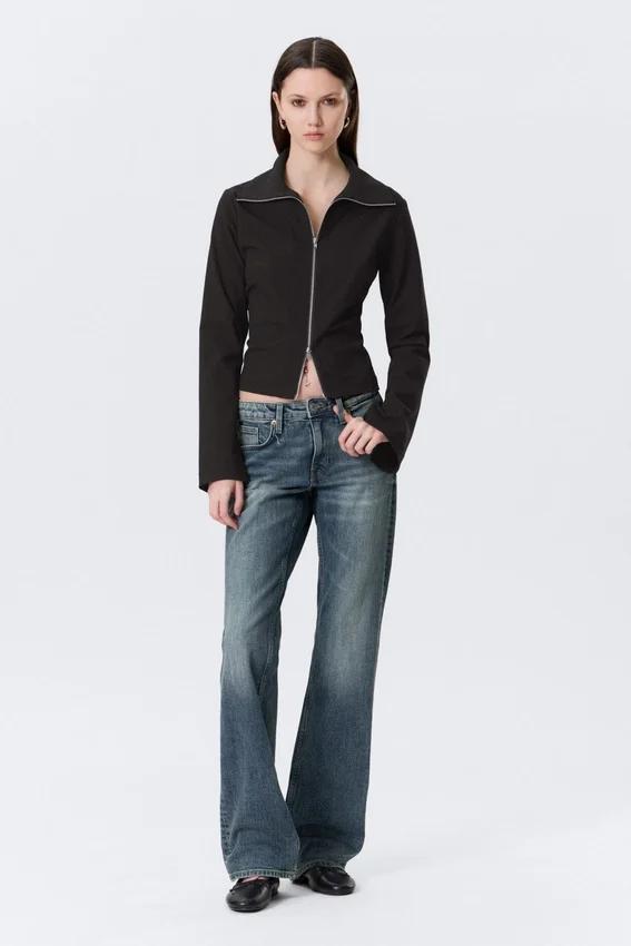 Camisas entalladas de manga larga con cremallera – Rayas negras Camisas entalladas de manga larga con cremallera – Rayas negras