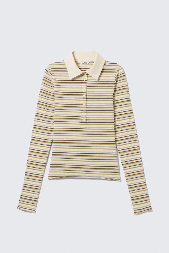 Camisas entalladas de manga larga – Rayas multicolores amarillas Camisas entalladas de manga larga – Rayas multicolores amarillas