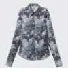 Camisas entalladas estampadas con botones – Gris oscuro – Collage floral Camisas entalladas estampadas con botones – Gris oscuro – Collage floral