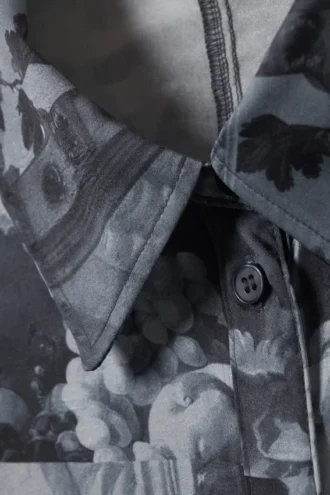 Camisas entalladas estampadas con botones – Gris oscuro – Collage floral