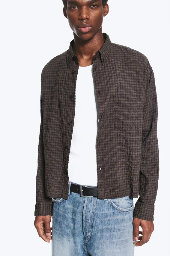 Camisas estructuradas de corte cuadrado – A cuadros marrón oscuro Camisas estructuradas de corte cuadrado – A cuadros marrón oscuro