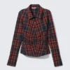 Camisas fruncidas con cuello – Rojo oscuro Camisas fruncidas con cuello – Rojo oscuro