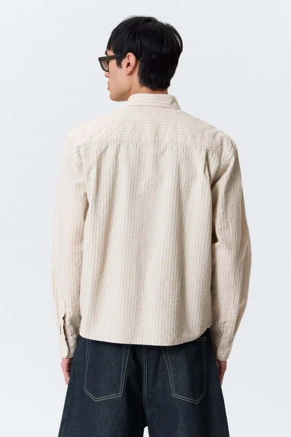 Camisas holgadas a rayas con botones – Beige a rayas Camisas holgadas a rayas con botones – Beige a rayas