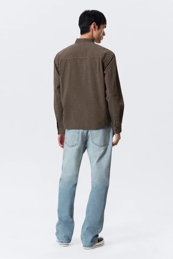 Camisas holgadas a rayas con botones – Marrón a rayas Camisas holgadas a rayas con botones – Marrón a rayas