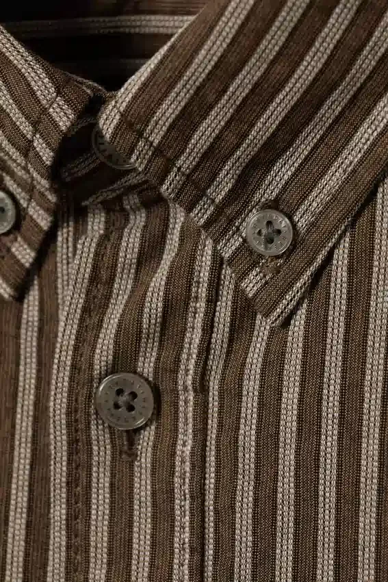 Camisas holgadas a rayas con botones – Marrón a rayas Camisas holgadas a rayas con botones – Marrón a rayas