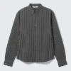 Camisas holgadas a rayas con botones – Rayas gris oscuro Camisas holgadas a rayas con botones – Rayas gris oscuro