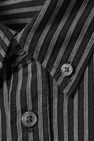 Camisas holgadas a rayas con botones – Rayas gris oscuro