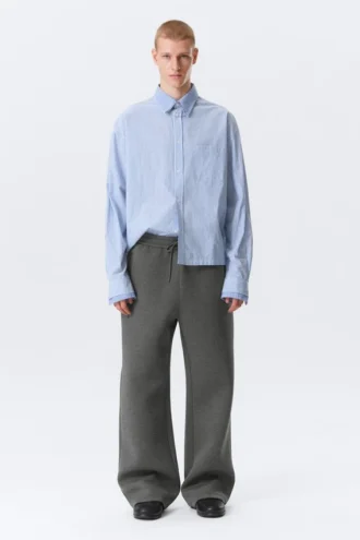 Camisas holgadas con doble cuello de Hugo Hart – Azul – Rayas blancas