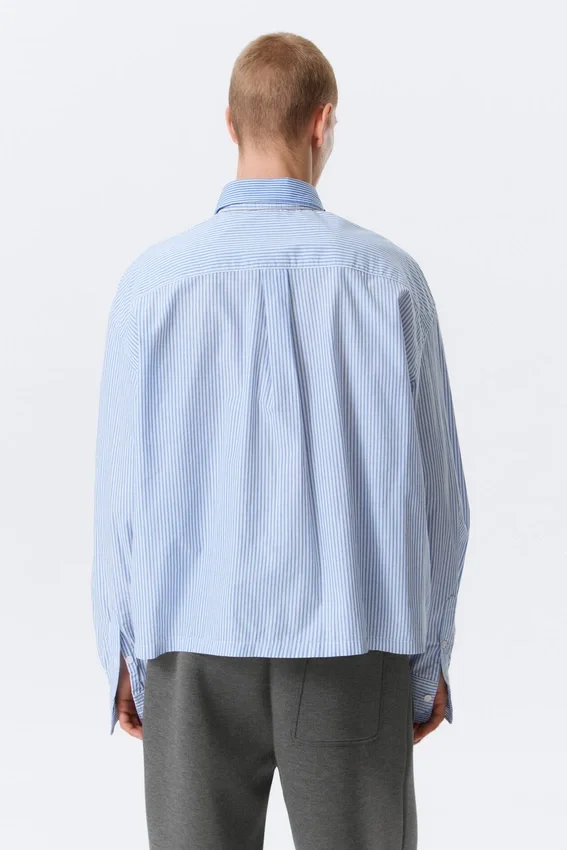 Camisas holgadas con doble cuello de Hugo Hart – Azul – Rayas blancas Camisas holgadas con doble cuello de Hugo Hart – Azul – Rayas blancas