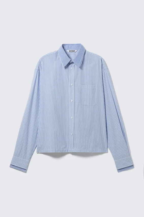 Camisas holgadas con doble cuello de Hugo Hart – Azul – Rayas blancas Camisas holgadas con doble cuello de Hugo Hart – Azul – Rayas blancas