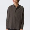 Camisas holgadas con estructura y botones – A cuadros marrón oscuro Camisas holgadas con estructura y botones – A cuadros marrón oscuro