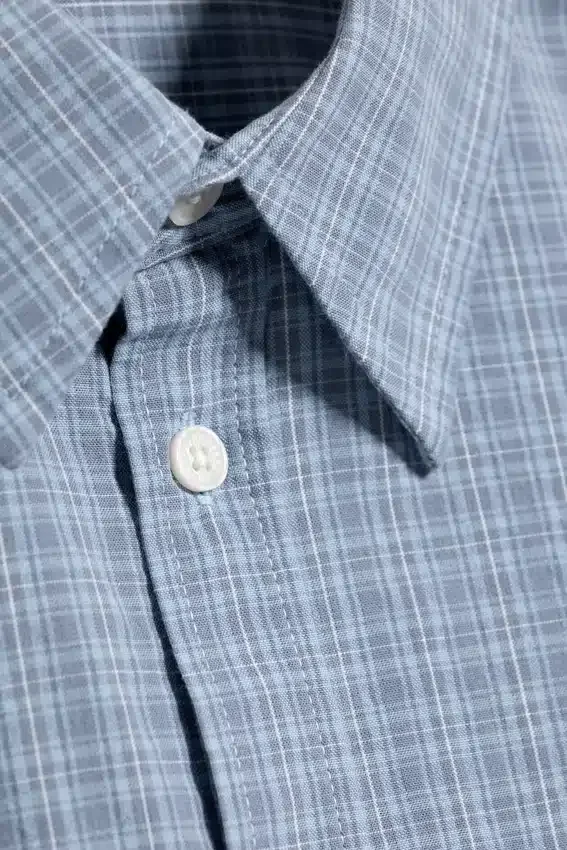 Camisas holgadas de algodón – Azul empolvado – A cuadros Camisas holgadas de algodón – Azul empolvado – A cuadros