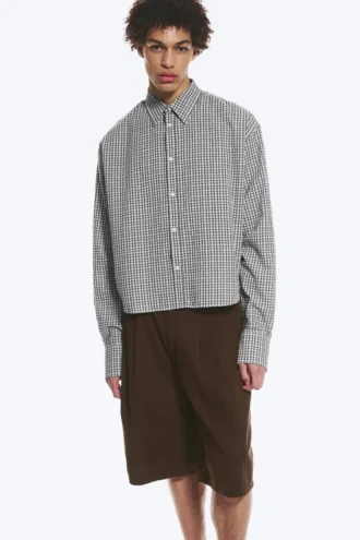 Camisas holgadas de algodón – Blanco apagado – A cuadros