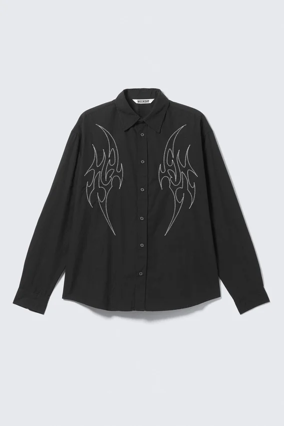 Camisas holgadas de algodón bordadas – Negro bordado Camisas holgadas de algodón bordadas – Negro bordado