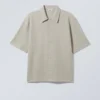 Camisas holgadas de manga corta – Beige claro Camisas holgadas de manga corta – Beige claro