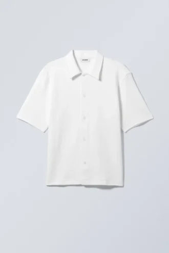 Camisas holgadas de manga corta con estructura – Blanca