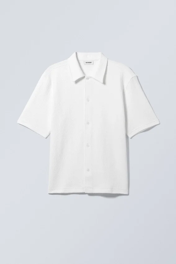 Camisas holgadas de manga corta con estructura – Blanca Camisas holgadas de manga corta con estructura – Blanca