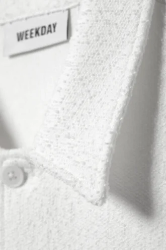 Camisas holgadas de manga corta con estructura – Blanca