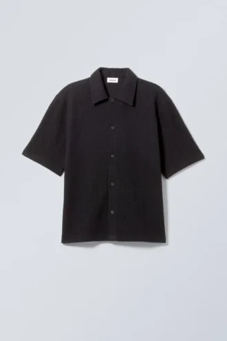 Camisas holgadas de manga corta con estructura – Negro