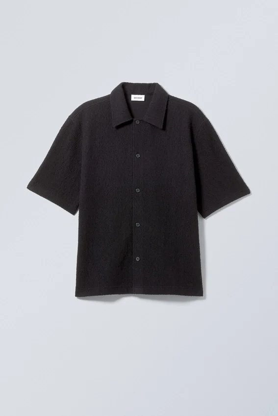 Camisas holgadas de manga corta con estructura – Negro Camisas holgadas de manga corta con estructura – Negro