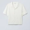 Camisas holgadas de manga corta en mezcla de lino – Blanco roto Camisas holgadas de manga corta en mezcla de lino – Blanco roto