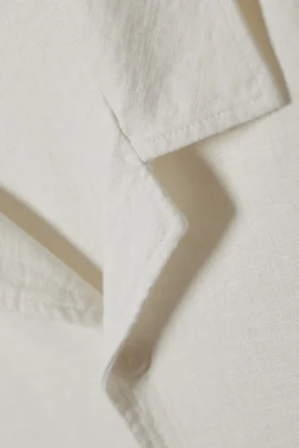 Camisas holgadas de manga corta en mezcla de lino – Blanco roto