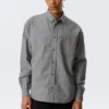 Camisas holgadas de popelín con botones – Cuadros negros Camisas holgadas de popelín con botones – Cuadros negros